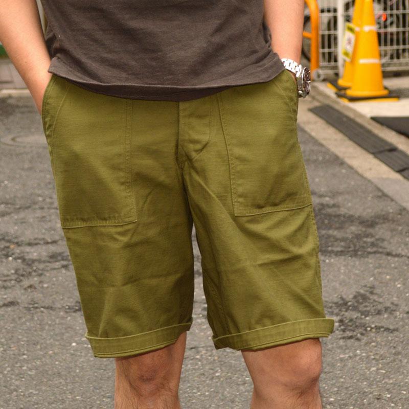 BUZZ RICKSON'S バズリクソンズ "BR51735" TROUSERS, MEN'S, COTTON SATEEN OLIVE GREEN QM SHADE 107, TYPE 1, CLASS SHORTS [ショーツ] | BUZZ RICKSON'S | 12