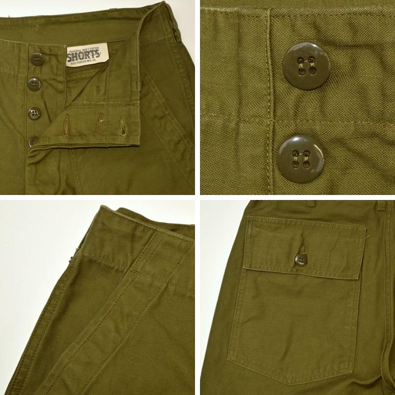 BUZZ RICKSON'S バズリクソンズ "BR51735" TROUSERS, MEN'S, COTTON SATEEN OLIVE GREEN QM SHADE 107, TYPE 1, CLASS SHORTS [ショーツ] | BUZZ RICKSON'S | 05