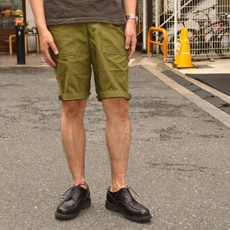 BUZZ RICKSON'S バズリクソンズ "BR51735" TROUSERS, MEN'S, COTTON SATEEN OLIVE GREEN QM SHADE 107, TYPE 1, CLASS SHORTS [ショーツ] | BUZZ RICKSON'S | 09