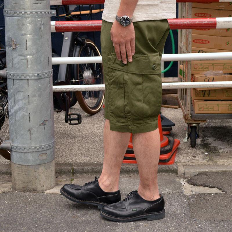 BUZZ RICKSON'S バズリクソンズ "BR51907" TROUSERS, MEN'S, COTTON WIND RESISTANT POPLIN, OLIVE GREEN, ARMY SHADE 107 SHORTS [ショーツ] | BUZZ RICKSON'S | 02