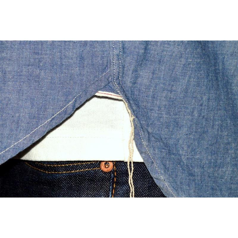 FOB FACTORY "F3428" セルヴィッチ シャンブレー バンドカラーシャツ Selvedge Chambray Band Collar Shirt [L/Sシャツ]｜bears｜07