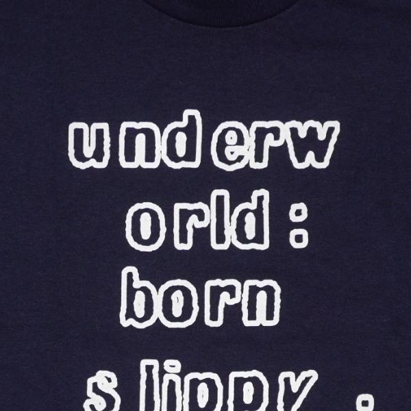 [Mサイズ]Underworld（アンダーワールド） Born Slippy 90sヴィンテージ復刻 ロゴTシャツ ネイビー｜beatbomb-tees｜03
