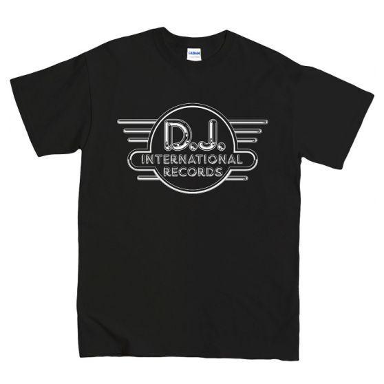 [Sサイズ]DJ International （DJインターナショナル） Records ロゴ シカゴハウス Tシャツ ブラック｜beatbomb-tees