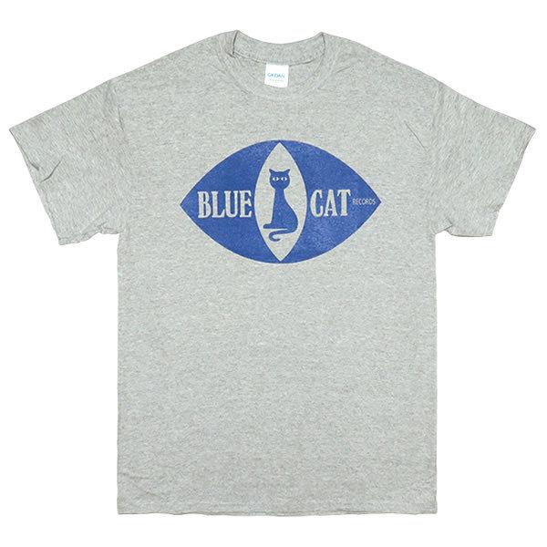 [Lサイズ]Blue Cat（ブルーキャット） Records by Trojan SKA スカ 猫目 ネコ Tシャツ グレー｜beatbomb-tees