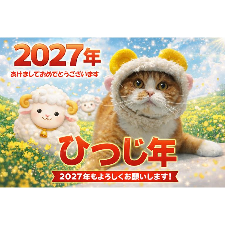 2027年 令和9年 干支 ひつじ 未 犬猫用コスプレ ヒツジのかぶりもの