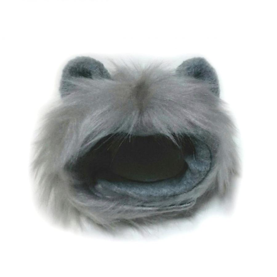 犬猫用コスプレ ライオンのかぶりもの グレー 帽子 変身 ペット用 ペット用品 生き物