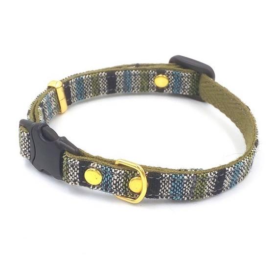 小型犬用首輪 10mm幅 ストライプ柄 青緑 ハンドメイド Bsb10 0006 Beatitudo 通販 Yahoo ショッピング