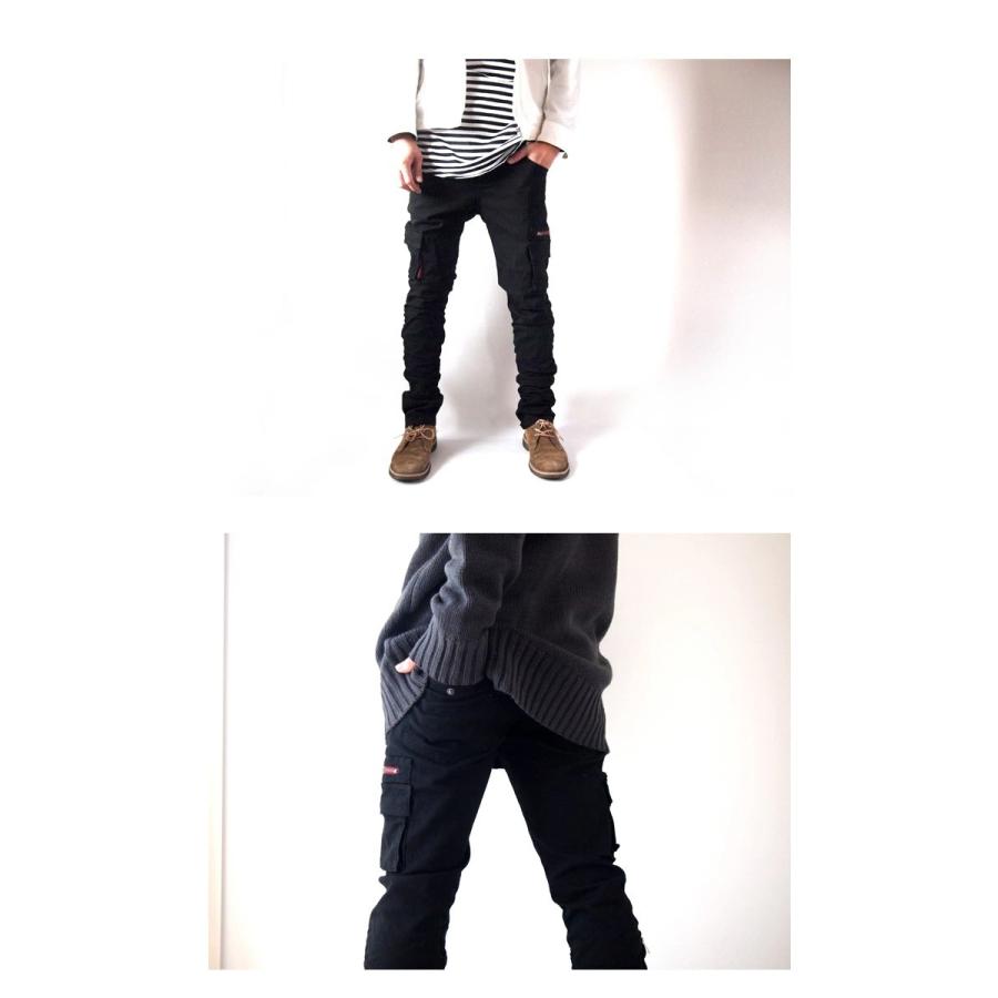 カーゴパンツ メンズ シャーリングパンツ スリム スキニーパンツ