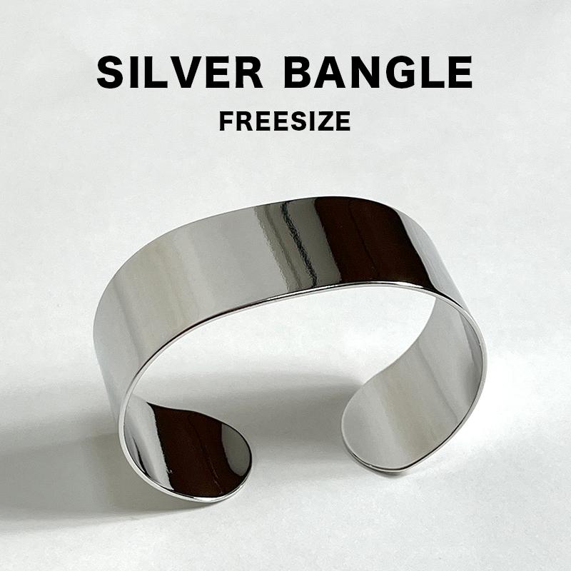 BEATJIVE バングル シルバー ブレスレット シンプル 太め 平打ち BEATJIVE バングル シルバー ブレスレット シンプル 太め 平打ち