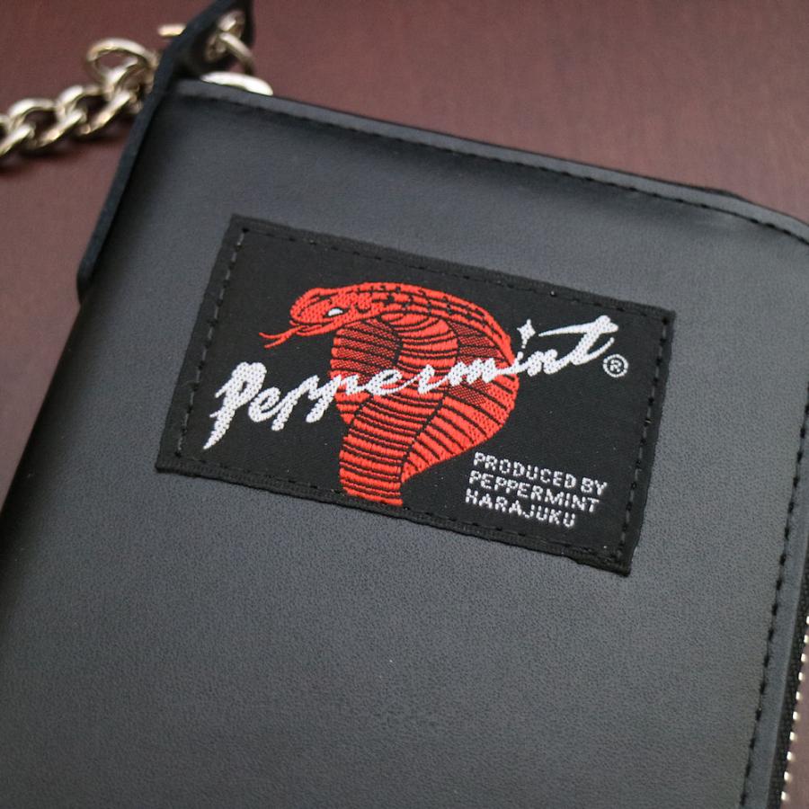 総革コブラタグ ラウンドファスナー ウォレットチェーン付き 黒 RSW