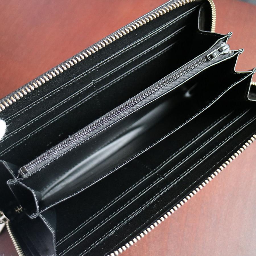 総革コブラタグ ラウンドファスナー ウォレットチェーン付き 黒 RSW