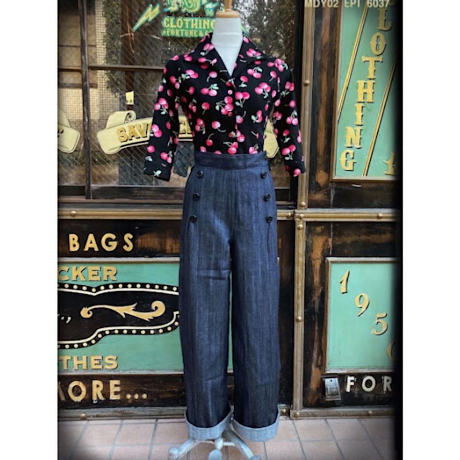 ブラウス シャツ レディース Cherry Pattern Hemknot Blouse ブラウス シャツ レディース Cherry Pattern Hemknot Blouse