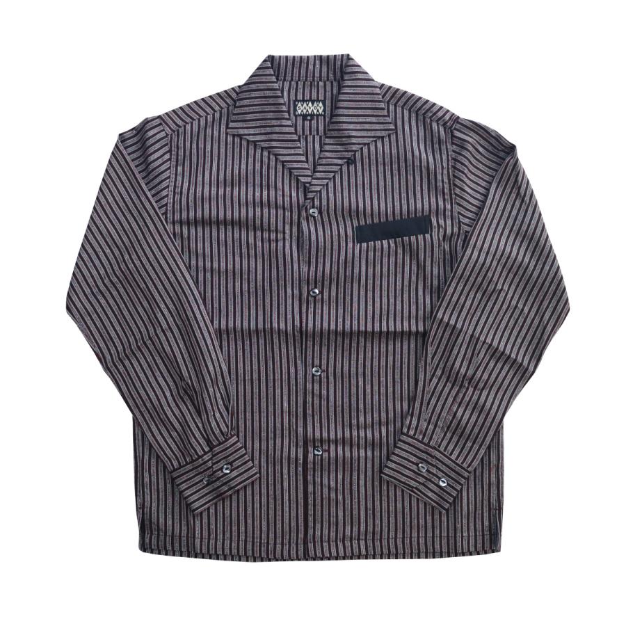 シャツ 長袖 メンズ ロカビリーファッション Lame Stripe Italian Shirts サイズL ブランド SAVOY CLOTHING｜beatswing｜02