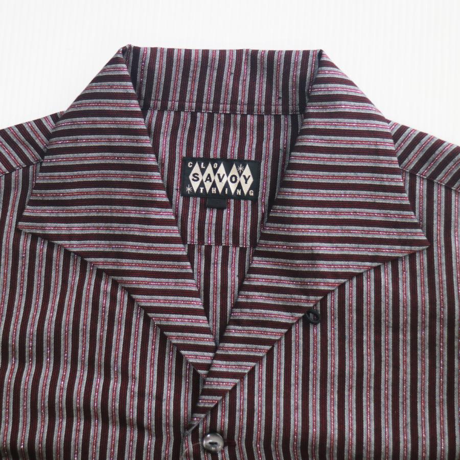 シャツ 長袖 メンズ ロカビリーファッション Lame Stripe Italian Shirts サイズM ブランド SAVOY CLOTHING｜beatswing｜06