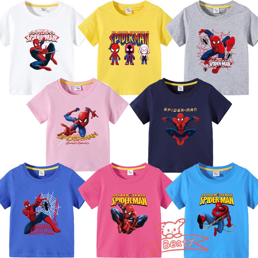 多色・多柄】春夏新作 子供服 半袖Tシャツ スパイダーマン 100%綿 