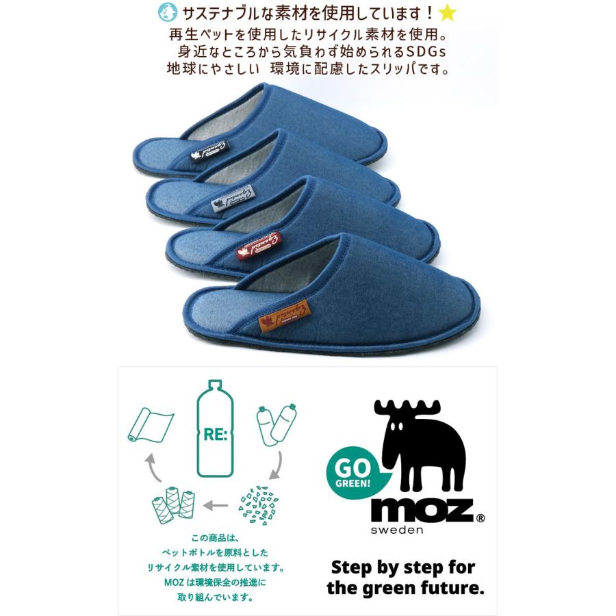 moz（モズ） 環境に配慮した デニム スリッパ フェルト底 moz M L