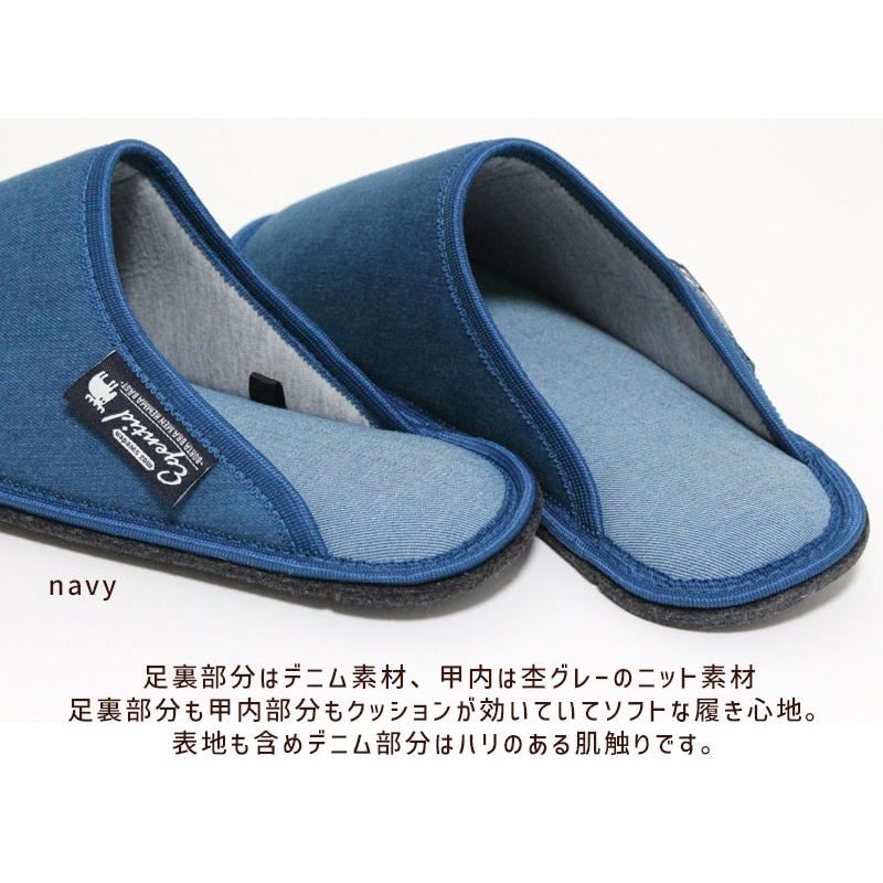 moz（モズ） 環境に配慮した デニム スリッパ フェルト底 moz M L