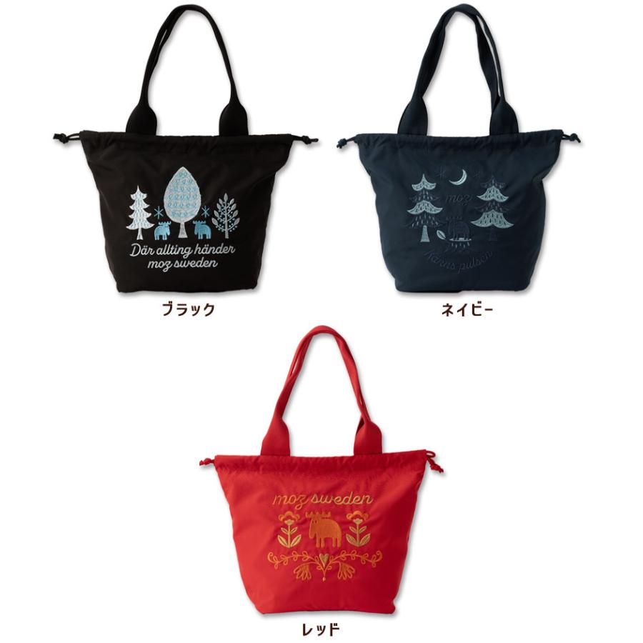 moz（モズ） 刺繍トートバッグ M W26×H21cm 2way 巾着バッグ エルク