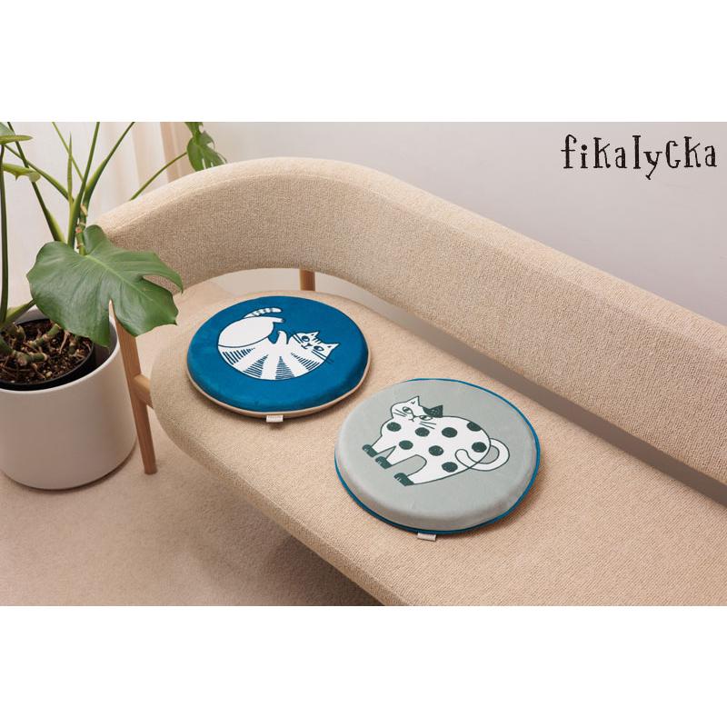 シートクッション fikalycka 35×35 クッション 座布団 丸 円形 椅子 猫