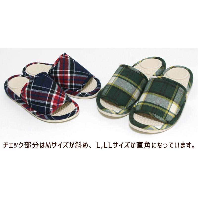 健康 スリッパ サラダボウル タータンチェック LLサイズ 26-27 メンズ