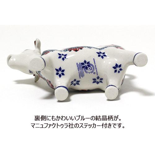 ポーランド陶器・食器 クリーマー 牛 120ml 赤い実と赤い鳥 マニュ