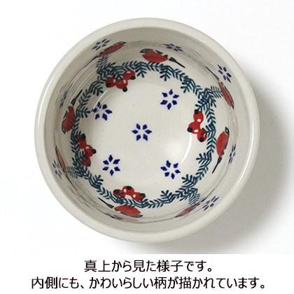 ポーランド陶器・食器 ボウル M 10.5cm 赤い実と赤い鳥 マニュファク