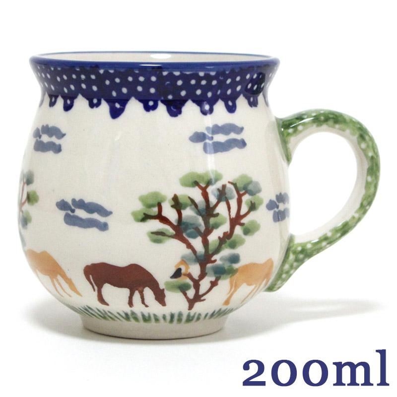 ポーランド陶器・食器 マグカップS 0.2L 馬と草原 K67-ALC90 マニュ