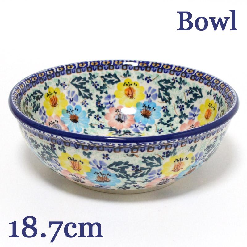 ポーランド 食器 陶器 ボウル M 18.7cm スリーカラーフラワー どんぶり