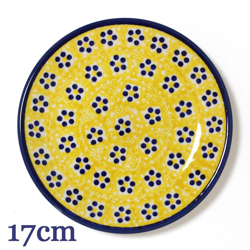 ポーランド食器　イエロー　黄色　2枚 ポーランド 食器 陶器 プレート 17cm イエローとドット花 T130-ALC10