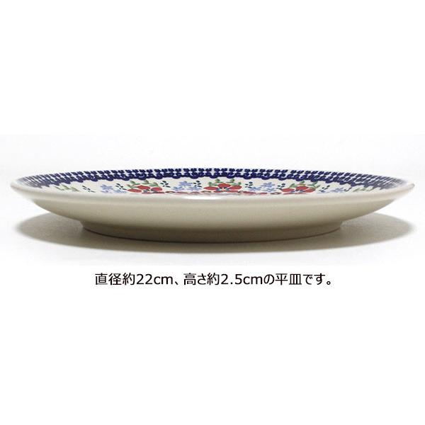 ポーランド陶器・食器 プレート 22cm 深みのある赤のお花柄 マニュ