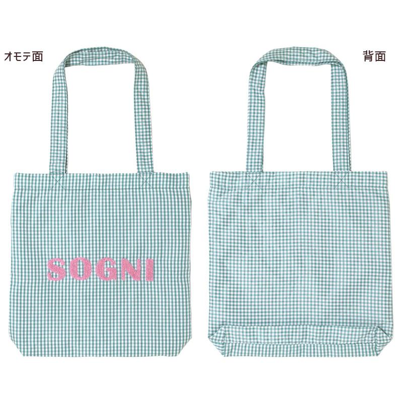 ロゴポップ トート バッグ A4対応 ギンガムチェック サガラ刺繍 サブ