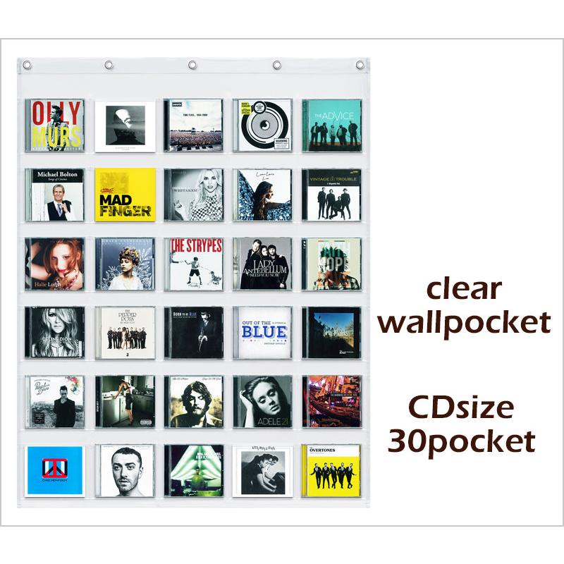 オールクリア 透明 ウォールポケット CD 30ポケット W-173 ハガキ 大