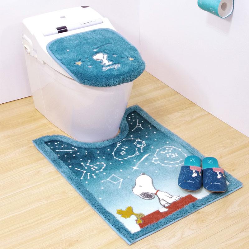 SNOOPY（スヌーピー） 星空 ロングトイレマットとフタカバーのセット