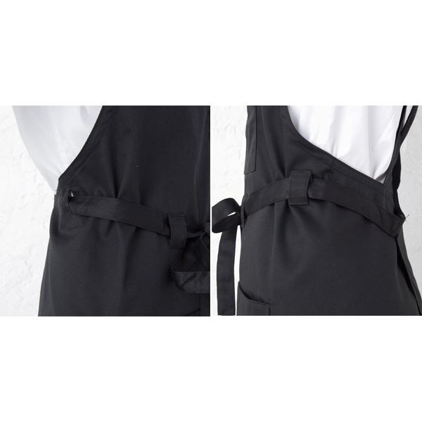 ツイル 前結び ロング丈 エプロン 無地 T1−7 黒 定番エプロン