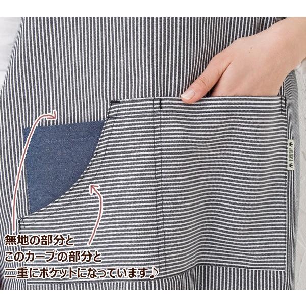 エプロン レギュラー丈 85cm ストライプ×無地 K149-2 メール便可