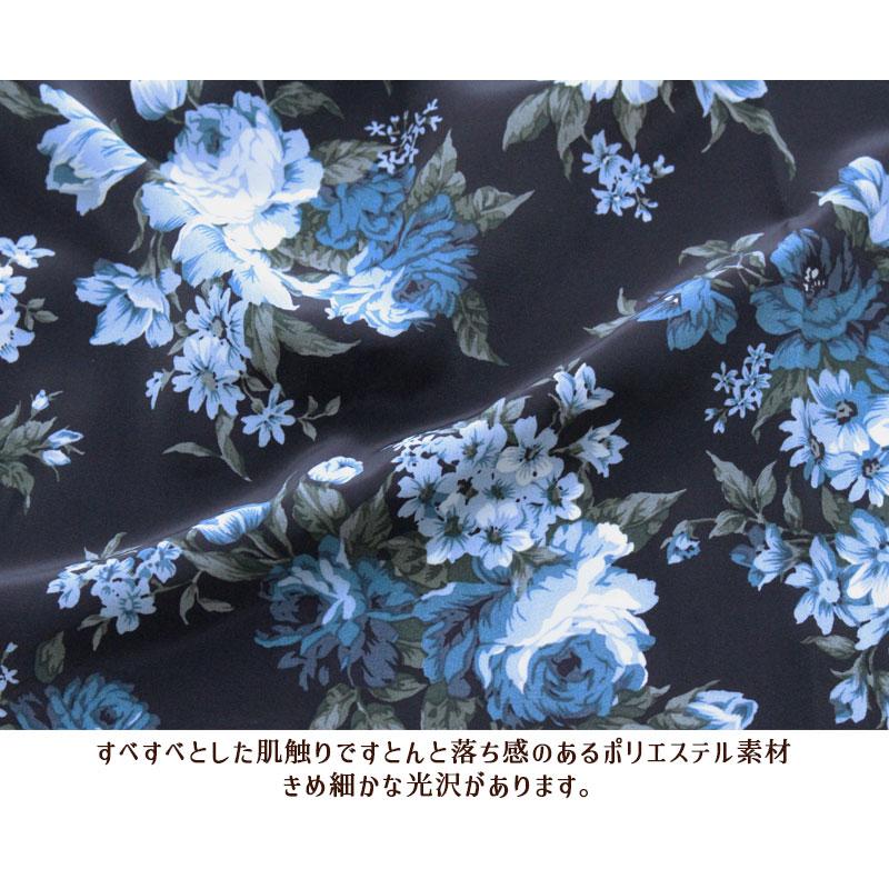エプロン タブリエ 胸元プリーツ M〜L フラワーモチーフ プリント 薔薇