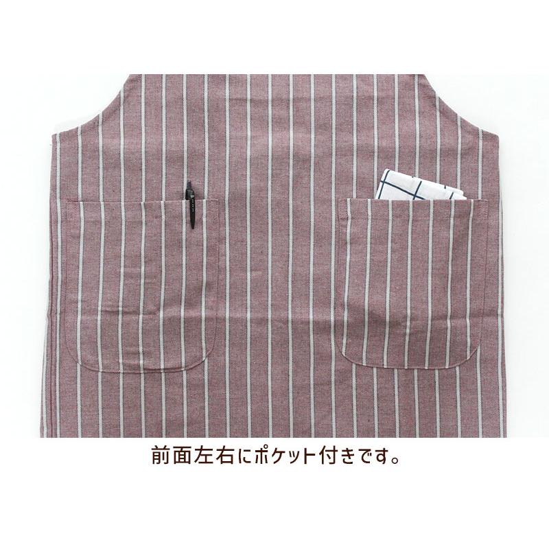 エプロン H型 フロリアン ボタニカル 刺繍 M〜L ストライプ かぶるだけ