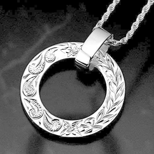 早割クーポン レイラニ ハワイアンジュエリー サークル ペンダント ネックレス メンズ シルバー925 ロープチェーン55cm付 最安値挑戦 Lespakigali Com