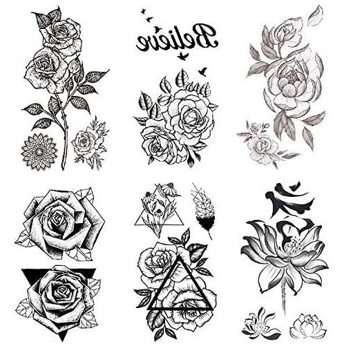 Yesallwas タトゥーシール 薔薇 黒 バラ 花 6枚セット 入れ墨シール リアル 高品質 防水 長持ち 刺青シール Be2c Beau Peuple 通販 Yahoo ショッピング