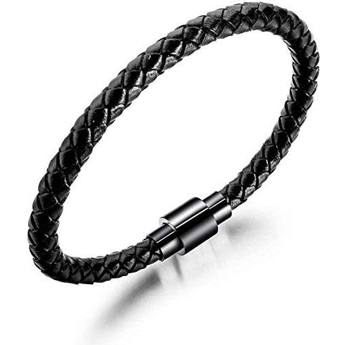 Aiks レザーブレスレット シンプル ブラック ステンレス 革 編み込み メンズブレスレット 男性 かっこいい アクセサリー Be2c Beau Peuple 通販 Yahoo ショッピング