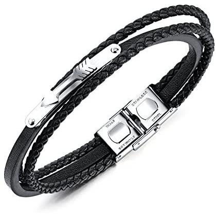 Aiks ジュエリー ブランド 人気 クラシック ブレスレット メンズ レザー ブラック 多重編み バングル 丸環 ステンレス製 Be2c Beau Peuple 通販 Yahoo ショッピング