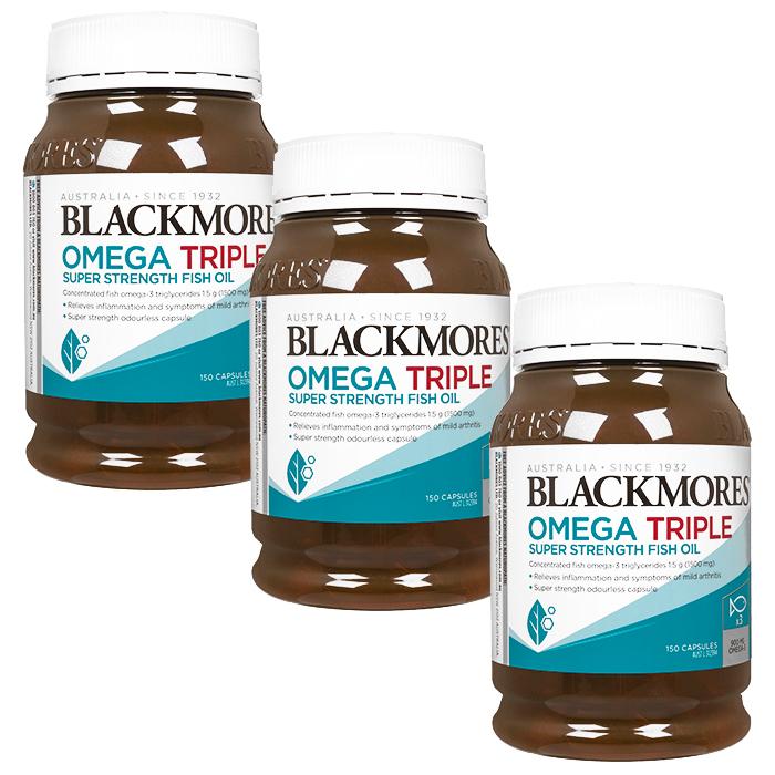オメガトリプルスーパーストレングスフィッシュオイル 1500mg 150錠 3本 ブラックモアズ Blackmores オメガ3脂肪酸 DHA