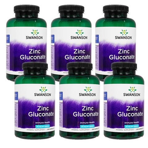 6本 スワンソン グルコン酸亜鉛 50mg 250錠 旧商品名：ジンク Swanson Zinc Gluconate 50mg250caps 亜鉛 必須ミネラル補給 日時指定不可
