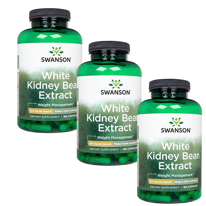 ホワイトキドニービーンエクストラクト 180カプセル 3本 スワンソン Swanson White Kidney Bean Extract 白