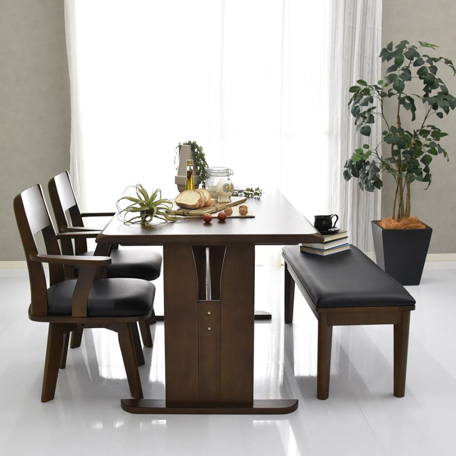 ダイニングテーブル 椅子セット ダイニングテーブルセット 4点 4人用 食卓 北欧 回転チェア 回転椅子 おしゃれ ベンチ 幅135cm 木製 ジャワ | タマリビング | 14