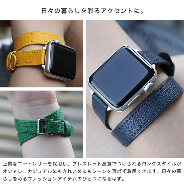 Apple Watch バンド Series Ultra3 Ultra2 Ultra SE3 SE2 SE 11 10 9 8 7 6 5 4 3 2 1 38 40 41 42 44 45 46 49mm クリスプゴートレザー 山羊革 ベルト ロングの画像