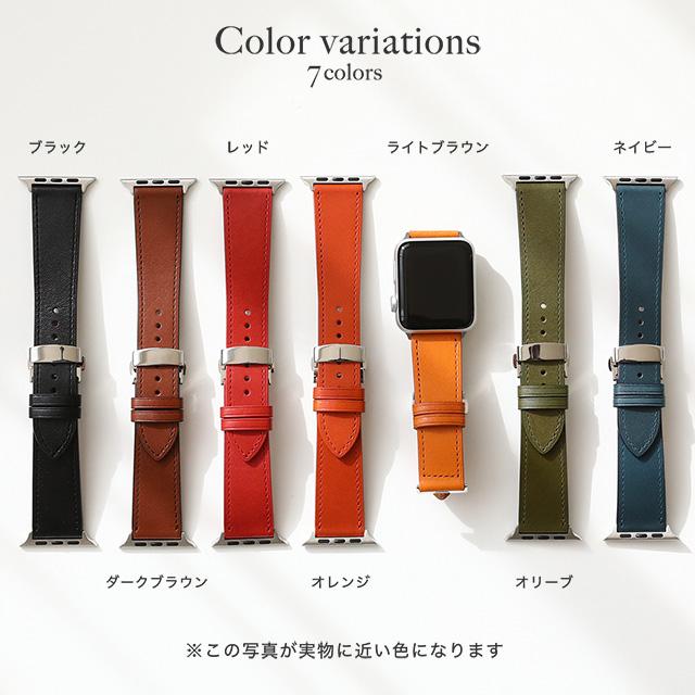 Apple Watch バンド Dバックル プッシュ式 Series Ultra3 Ultra2 Ultra SE3 SE2 SE 11 10 9 8 7 6 5 4 3 2 1 38 40 41 42 44 45 46 49mm 栃木レザー 本革 ベルトの画像