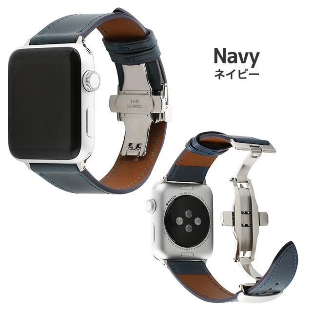 特価商品 Apple Watch レザー バンド 42 44 45 ネイビー nmef.com