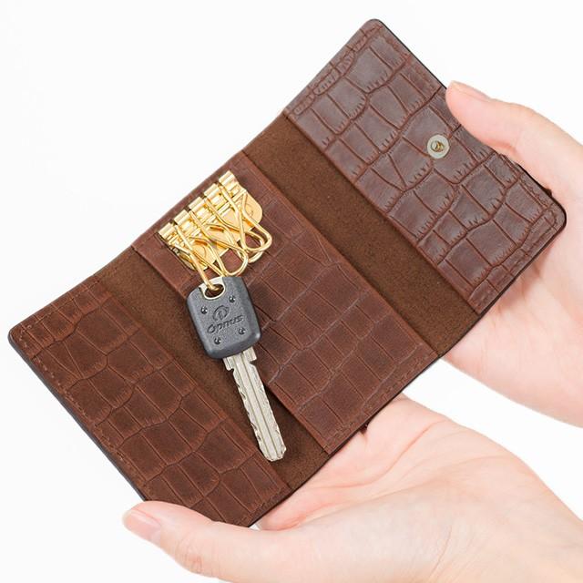 ボーテ] 栃木レザー キーケース クロコダイル柄 本革 4連 キーホルダー ケース 正規品 キーケース カラビナ付き 栃木レザー シルバー金具 4連フック  カバータイプキーケース highstyle ハイスタイル hs-yam-410 | highstyle [ボーテ] 栃木レザー キーケース クロコダイル柄 本革 4連 キーホルダー ケース 正規品