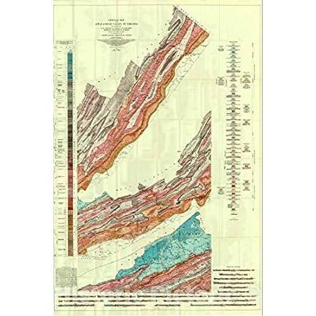 大人気新品 Appalachian The of Map Geologic 1933 - Map 特別価格Historic Valley Vi好評販売中 - Virginia in レリーフ、アート